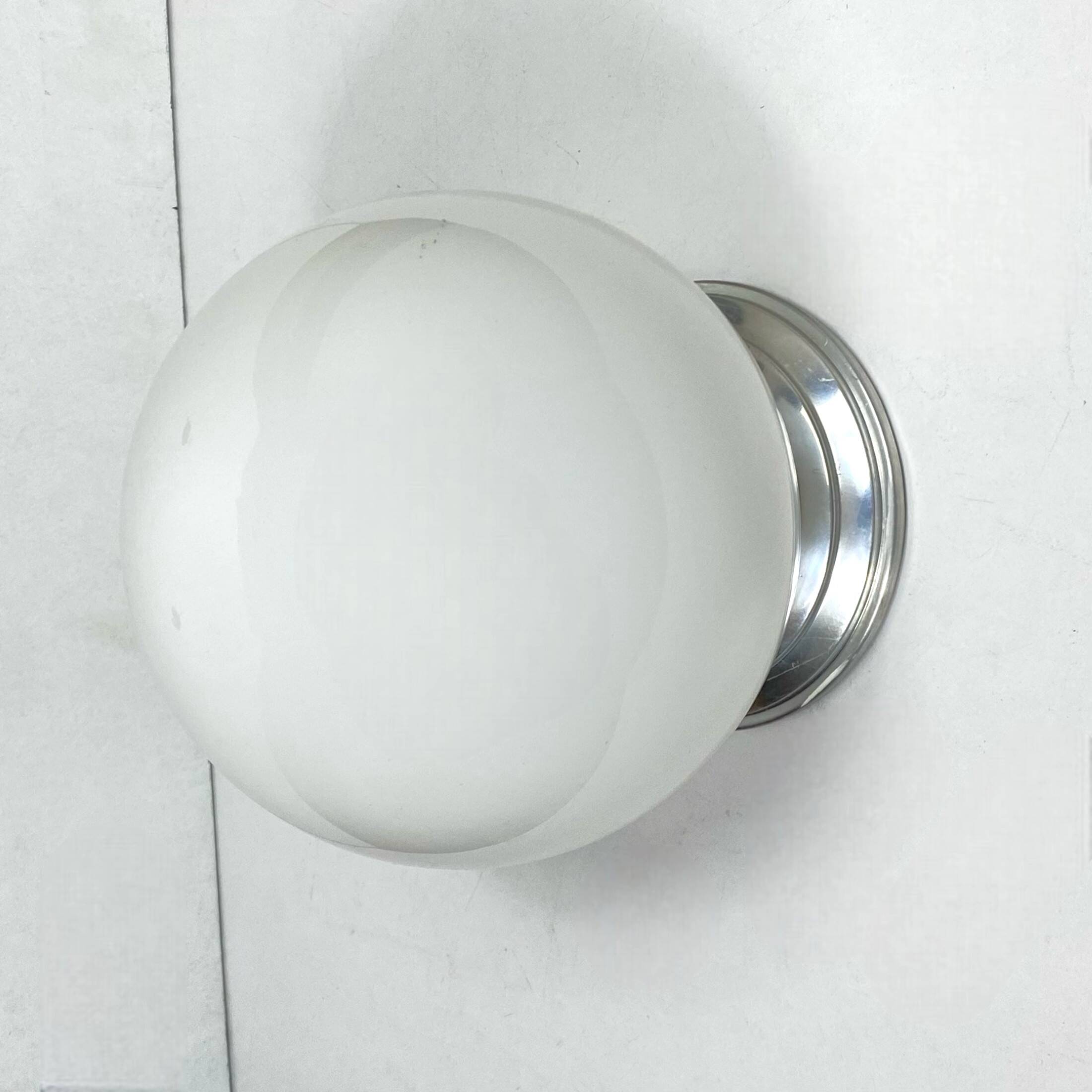 Old globe in opaline vintage wall or ceiling light diameter 20 cm and aluminum base LAMP-7174
