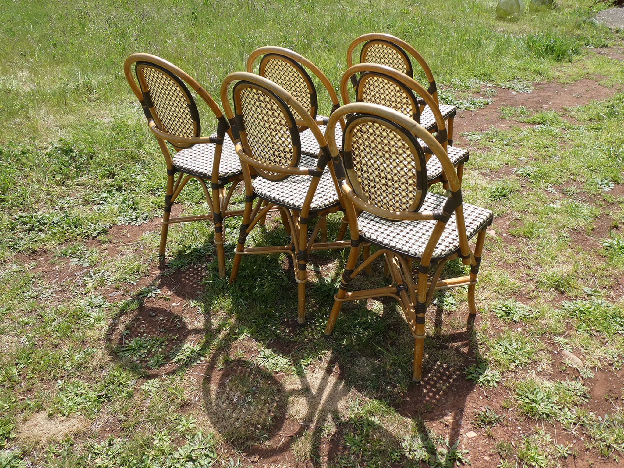 Set of 6 chairs bistro terrace "Parisian" rattan and brown braiding