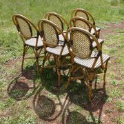 Set of 6 chairs bistro terrace "Parisian" rattan and brown braiding