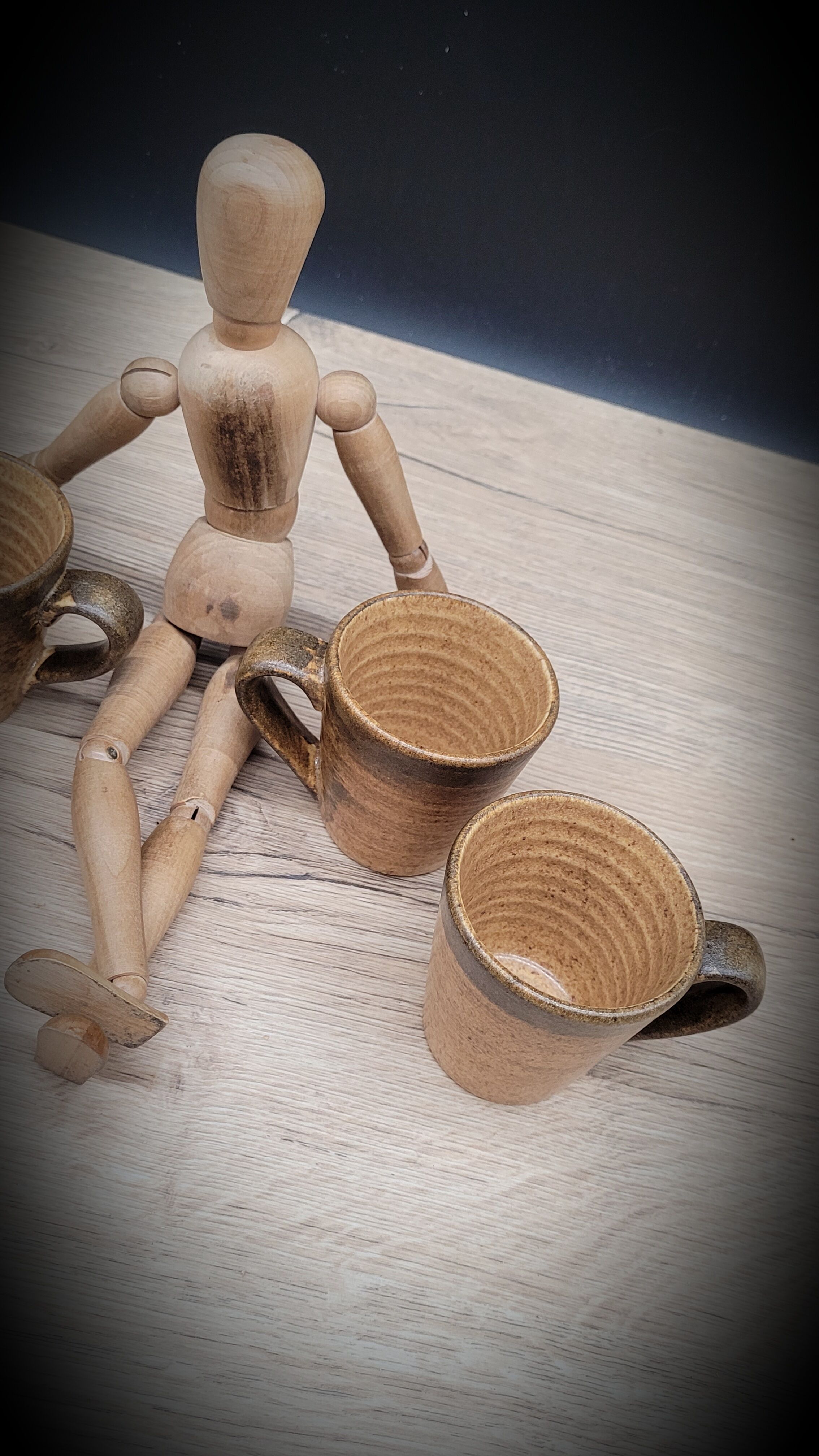 Set of 4 cups coffee stoneware