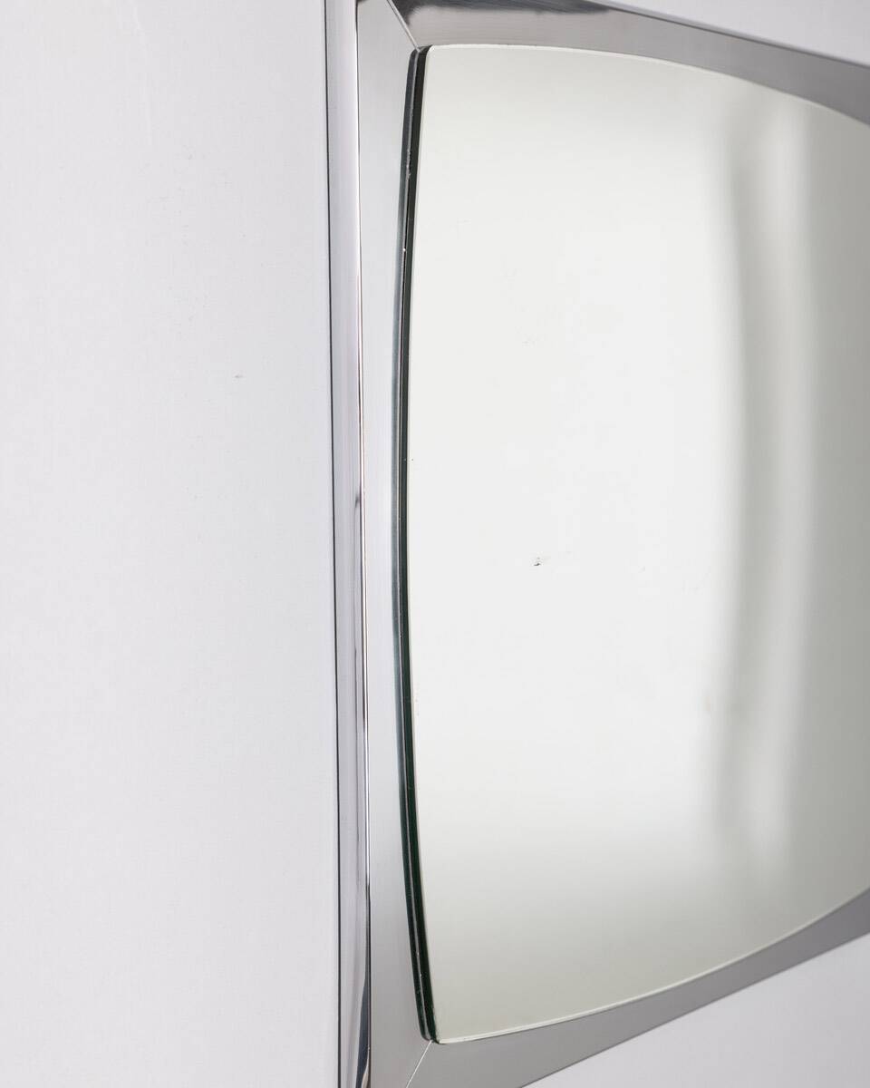 Miroir mural vintage années 70 en métal chromé design italien
