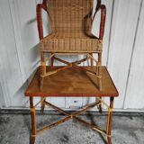Table et fauteuil rotin vintage