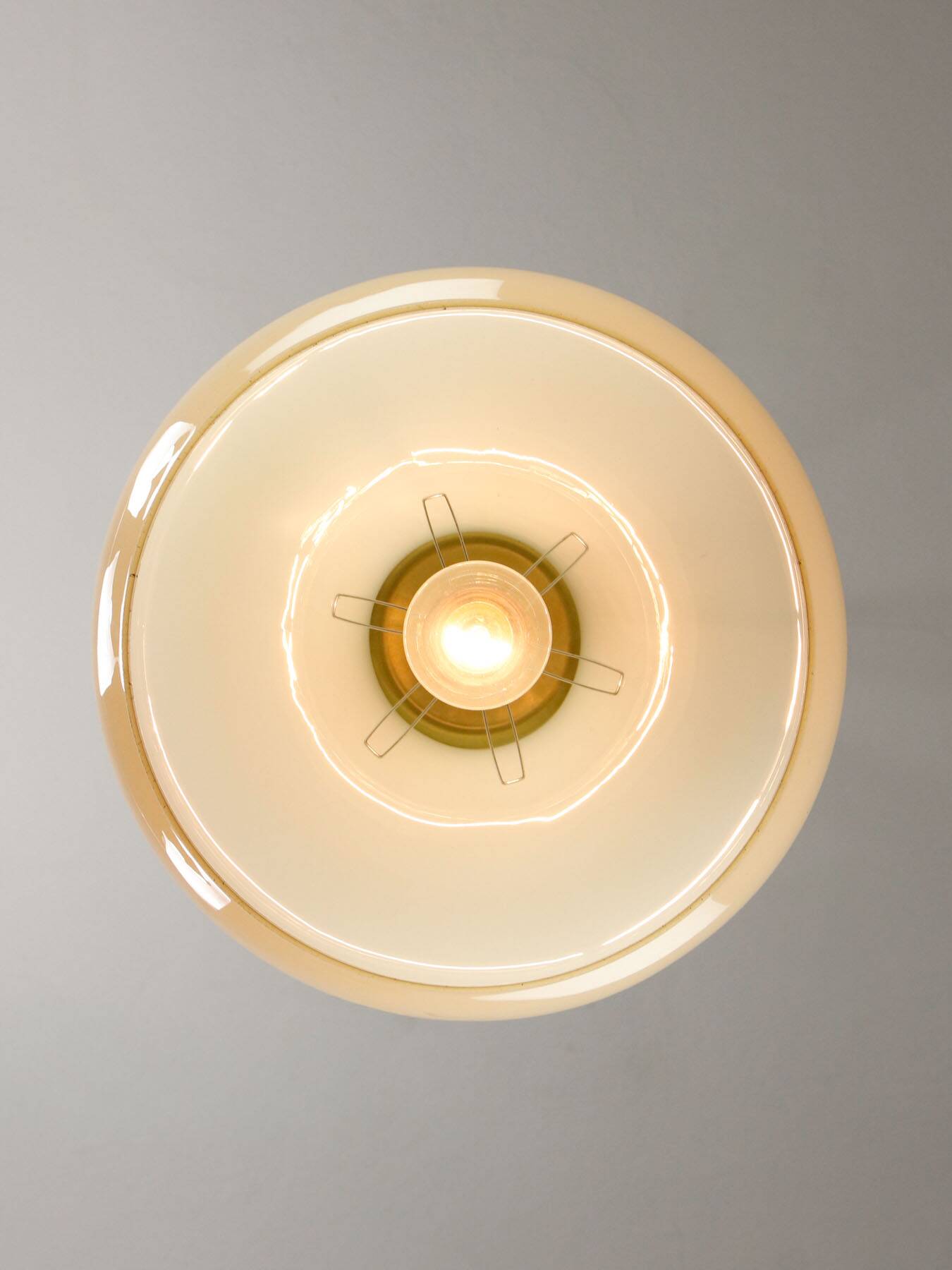 Mid-Century Italian Brass and Yellow Glass Pendant Lamp