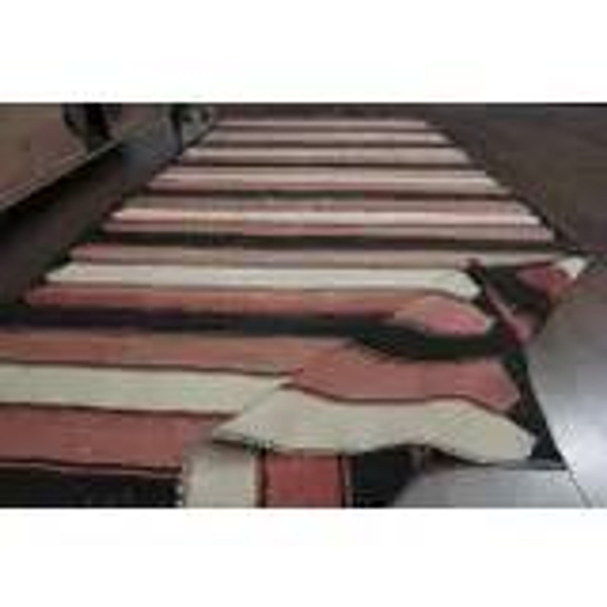 Striped Turkish Vintage Orange Beige Brown Kilim Wool Runner Rugs 142x315