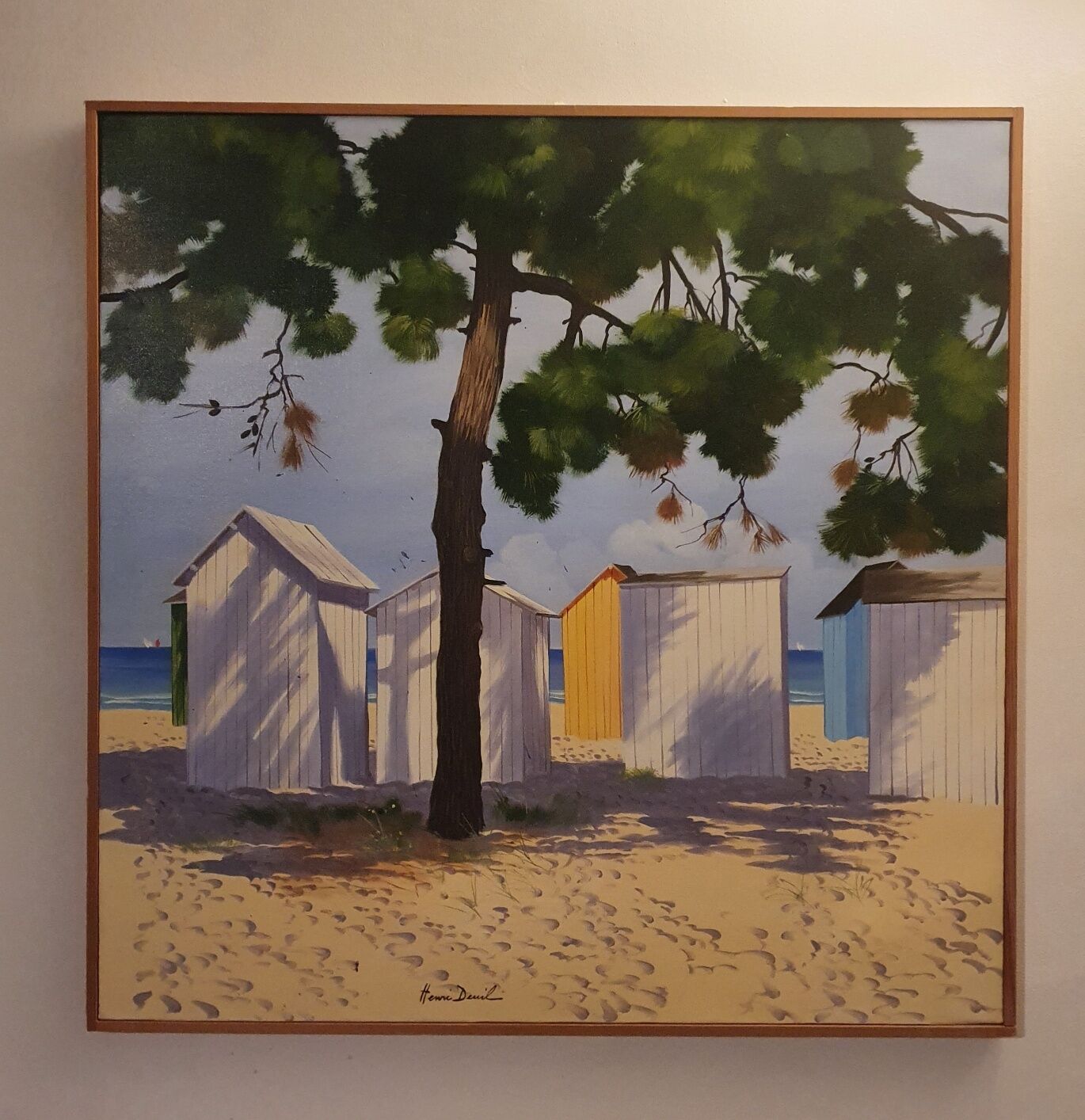 Tableau A l'ombre des pins à Oléron Henri Deuil 2002