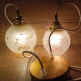suspension chandelier double glass retro chic, vintage upcycled