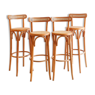 Series of 4 canned bar stools