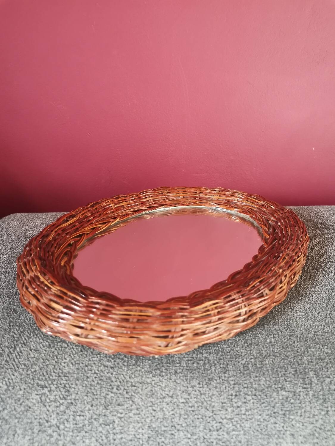 Mini wicker mirror