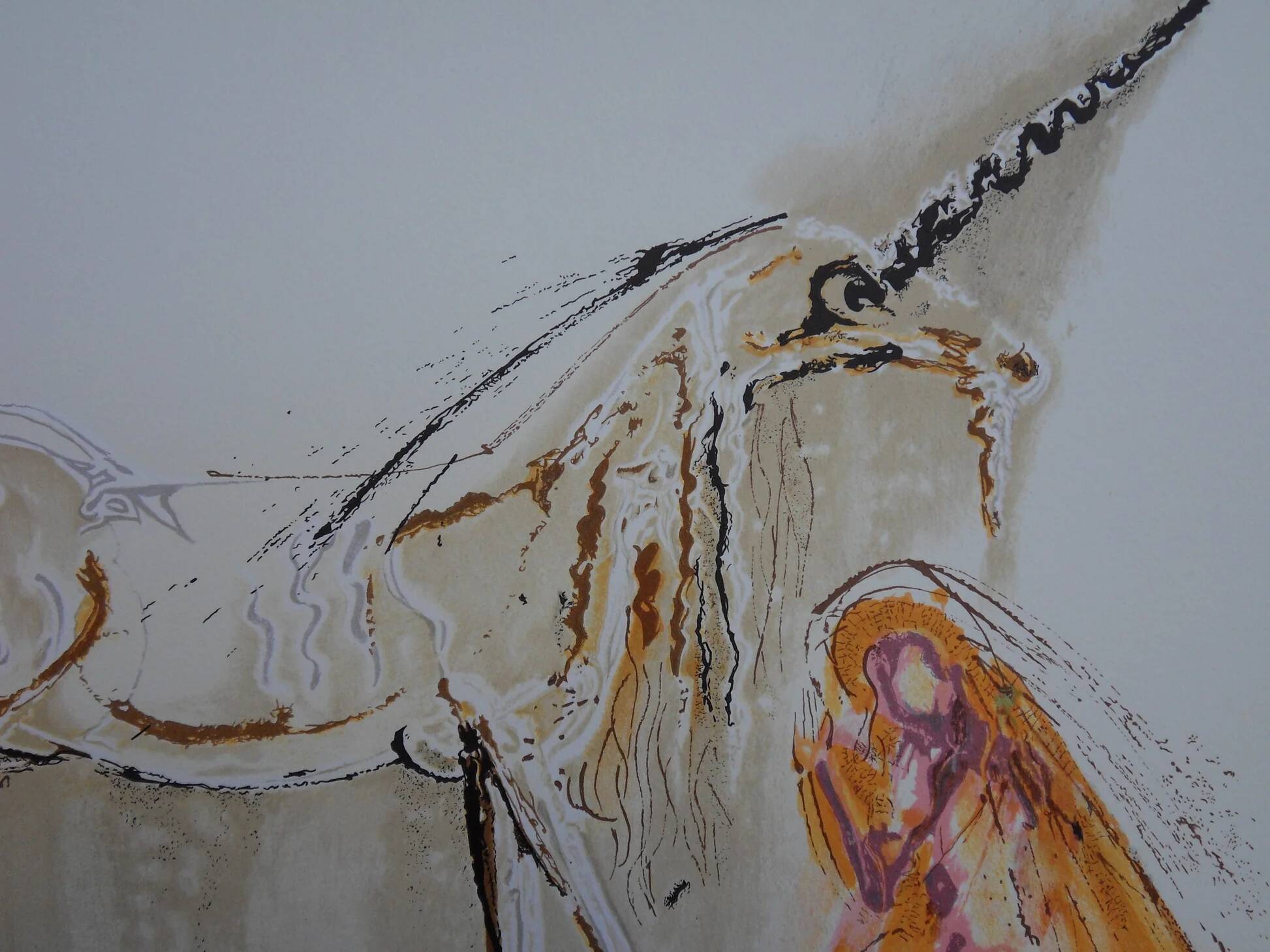 Salvador Dali: Horses, The Unicorn - Signed Lithograph