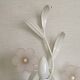 French vintage white metal double wall light with pink glass flowers 5438.