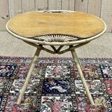 Rattan pedestal table from the 60s