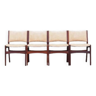 Ensemble de quatre chaises en teck, design danois, années 1970, production : Henning Kjaernulf