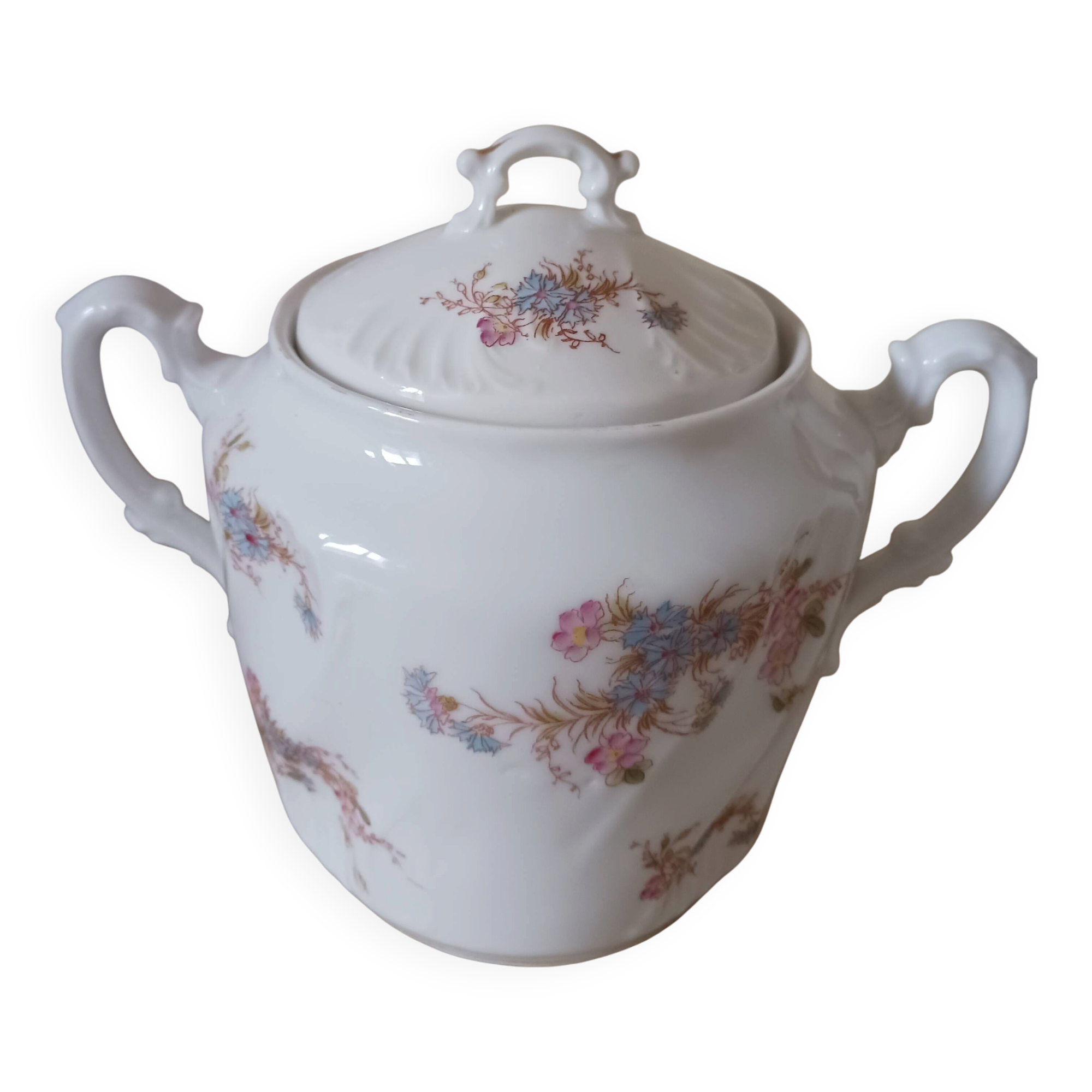 Antique porcelain sugar bowl, late 19th century.