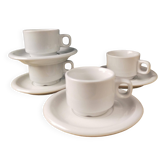 4 bistro cups and saucers in fine porcelain from Romania - Apulum