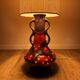 Orange ceramic sun lamp with jute fabric from the 1970s.