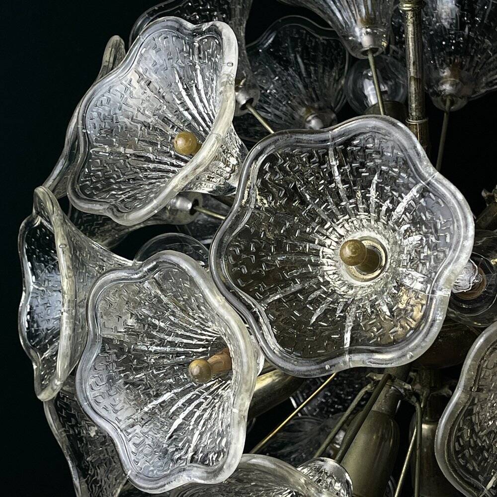 Large Sputnik flower pendant in Murano by Paolo Venini for Veart, Italy, 1960s.