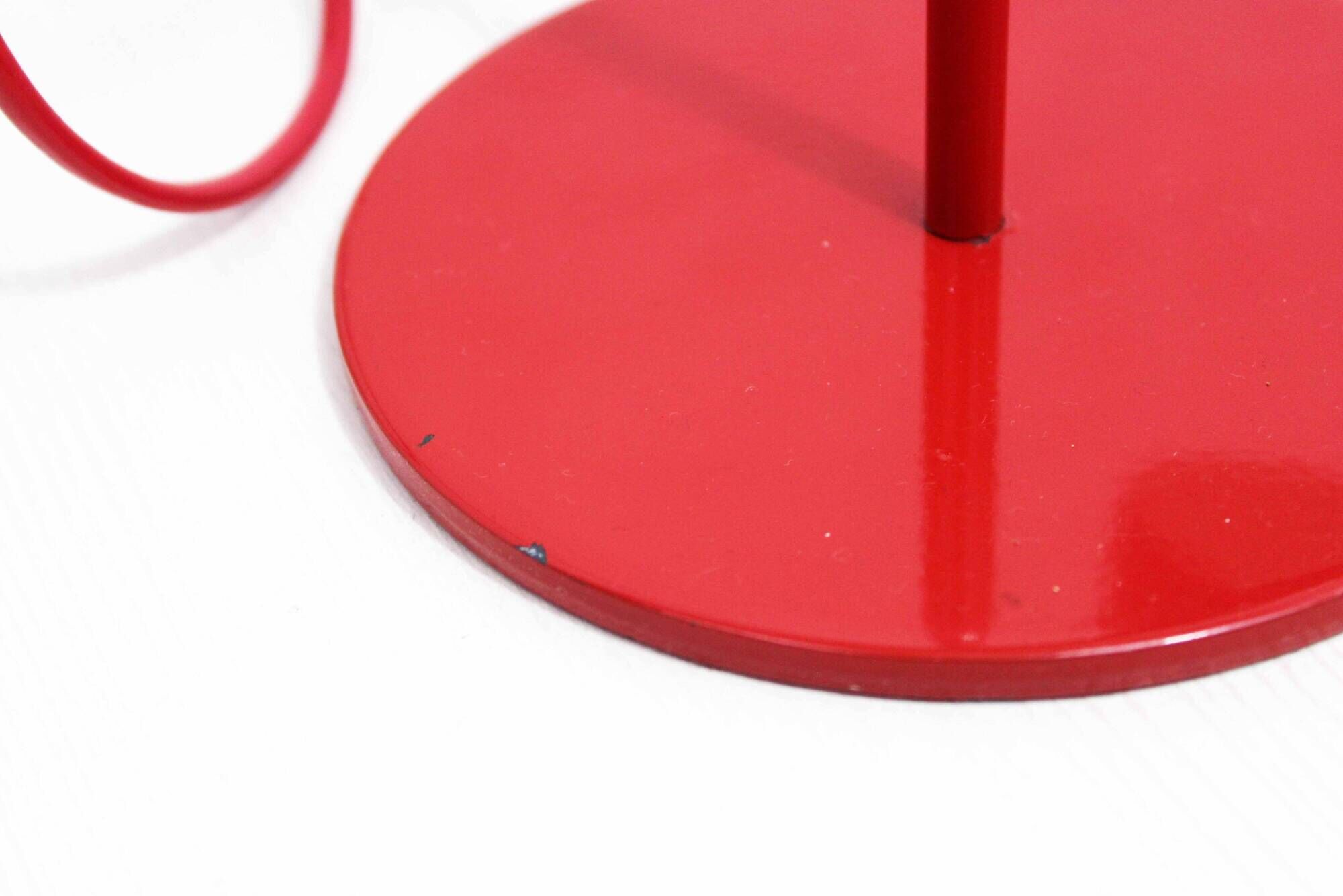 Vintage desk lamp on red metal stem 1970s