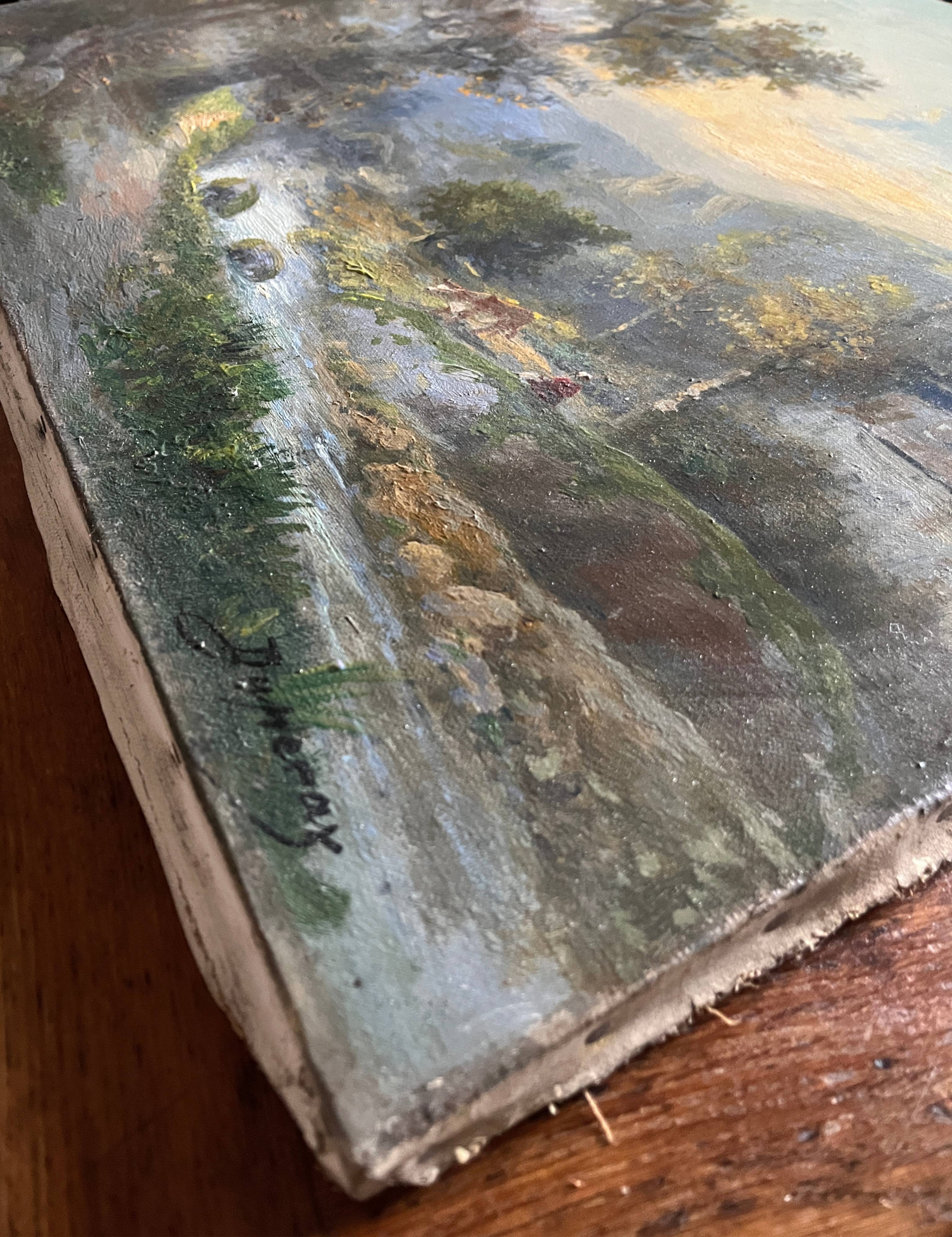 Old HST painting: "Animated pastoral landscape" signed Duperay filigreeantiqu