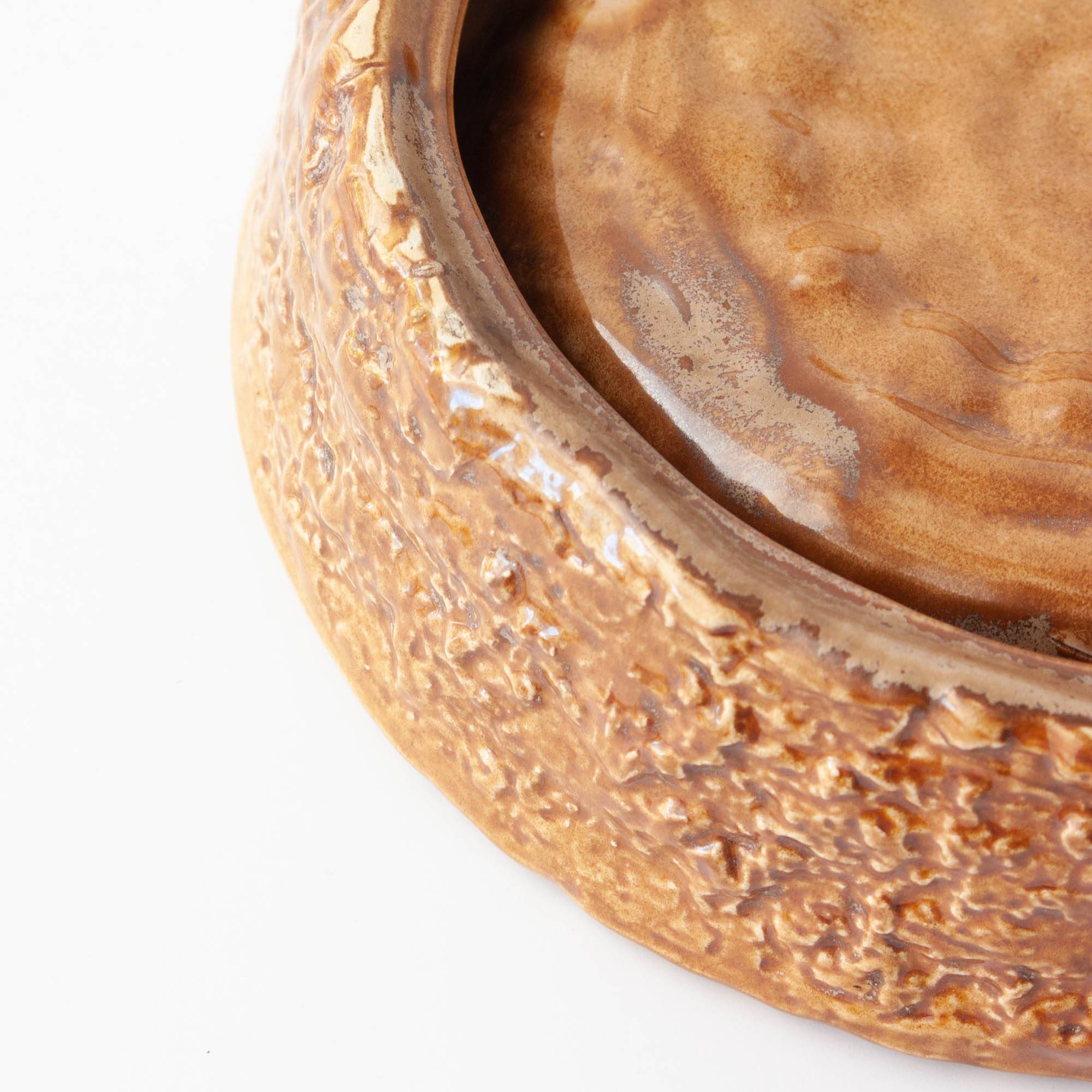 1970s Brown Textured Ceramic Ashtray from Aleluia