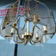 Golden chandelier 6 bevelled smoky glass lights