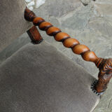 Armchair with sculpted armrests, bust of a woman, Louis XIII Renaissance style