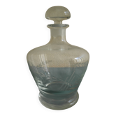 antique blown glass carafe engraved art table vintage blown glass carafe