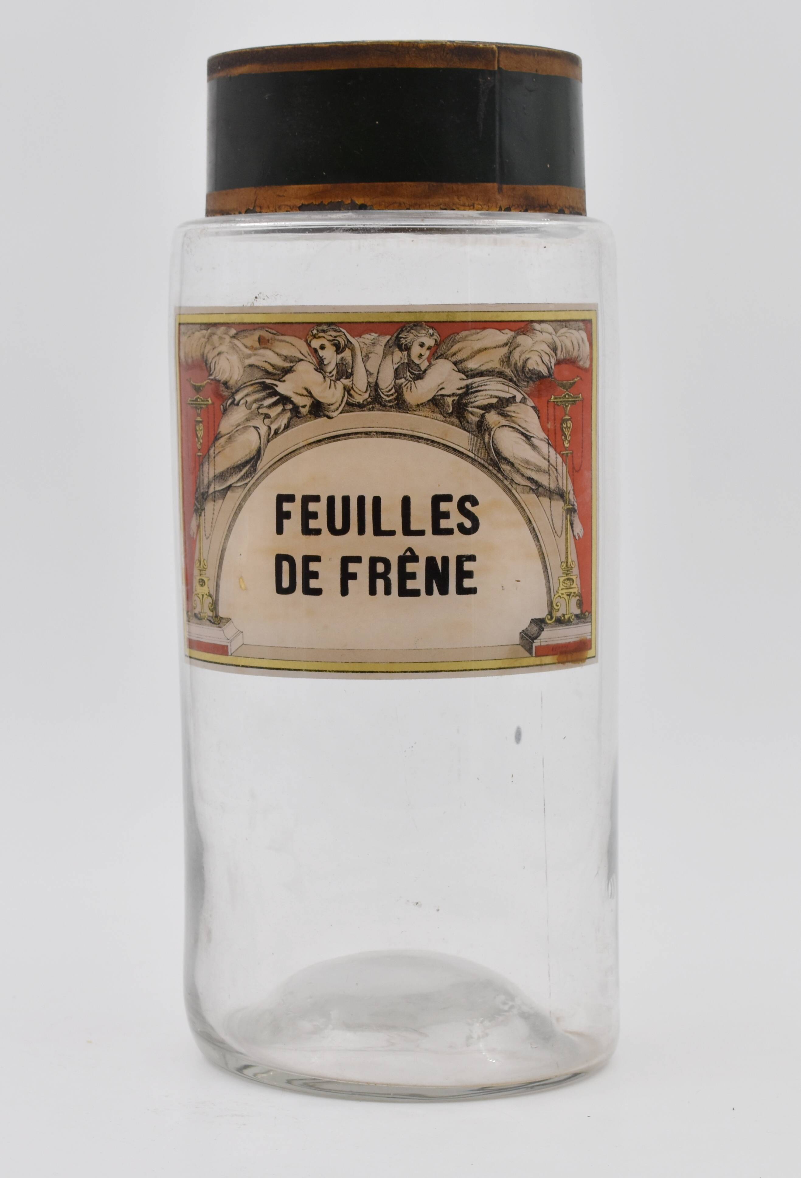 Ancient apothecary flask ash's leaves