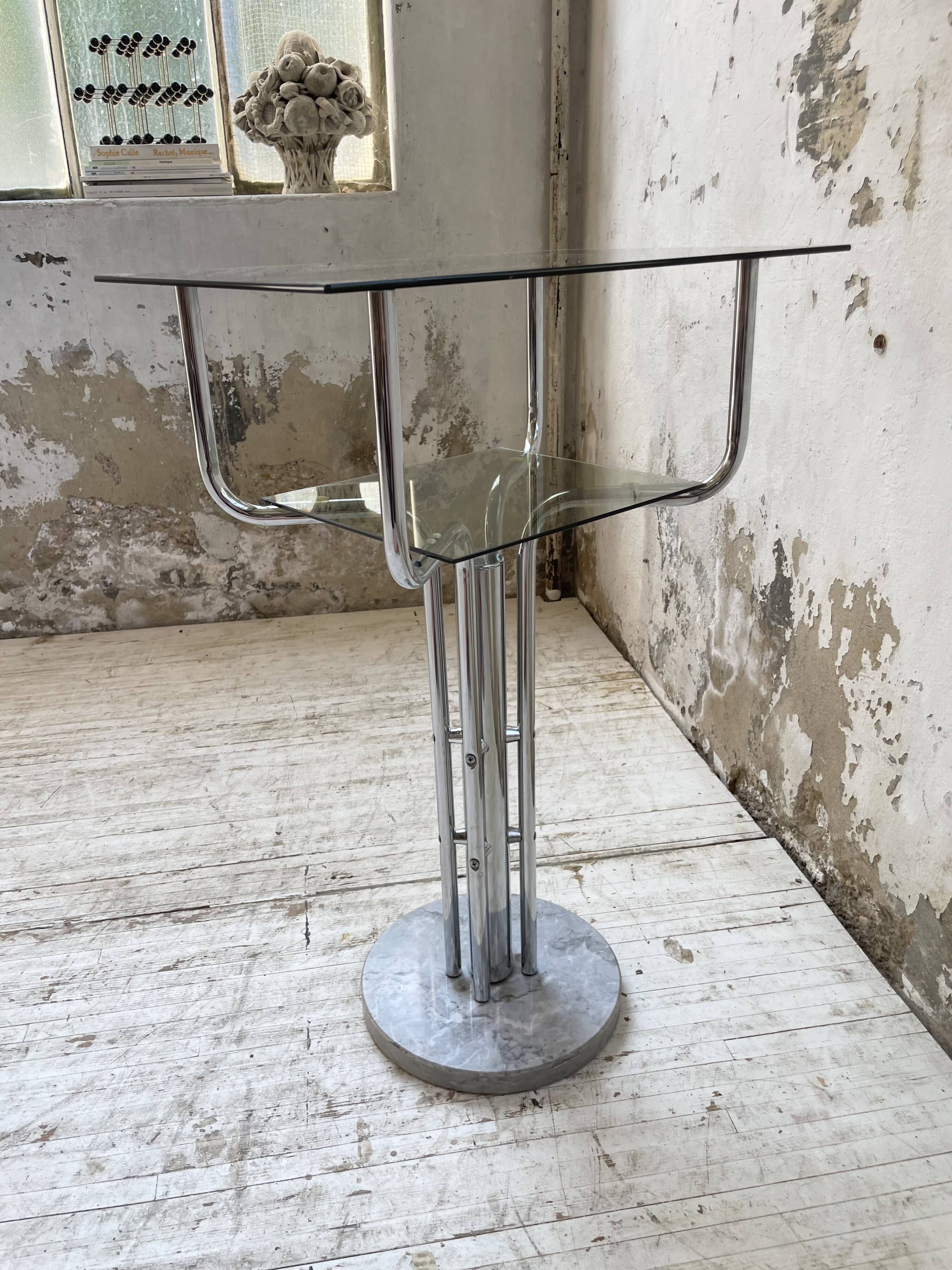 80s glass and marble console
