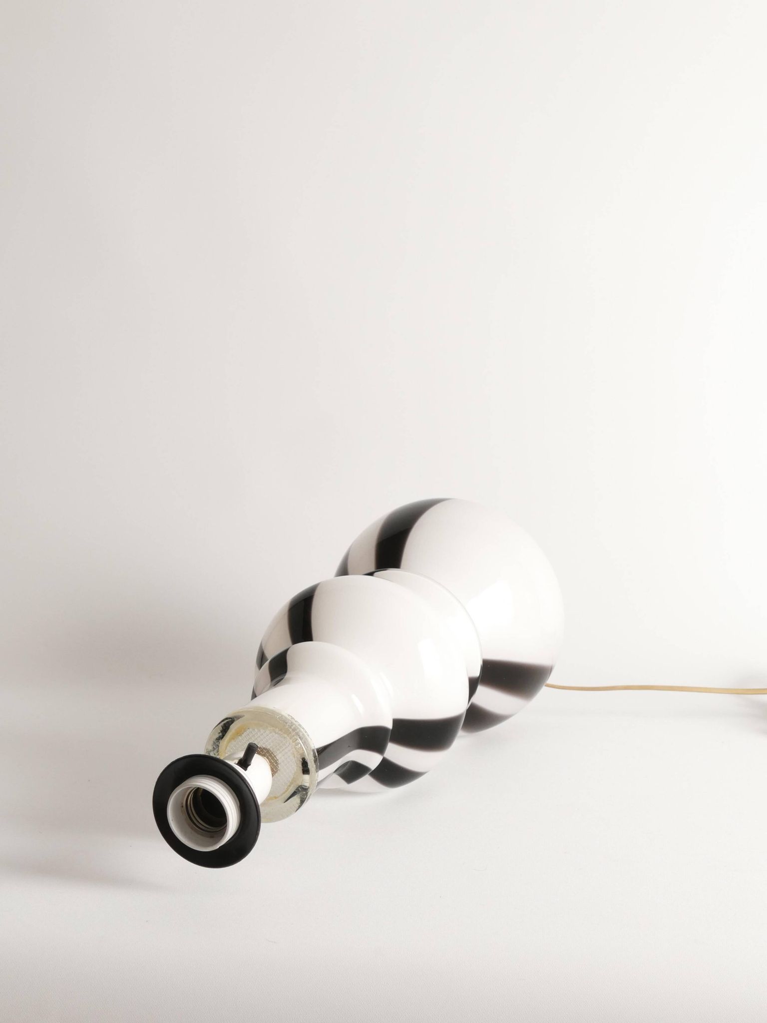 Sculptural Art Glass Murano Style Table Lamps, Black & White, 1960s, Set of 2