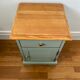Bedside table, sage green – natural wood top