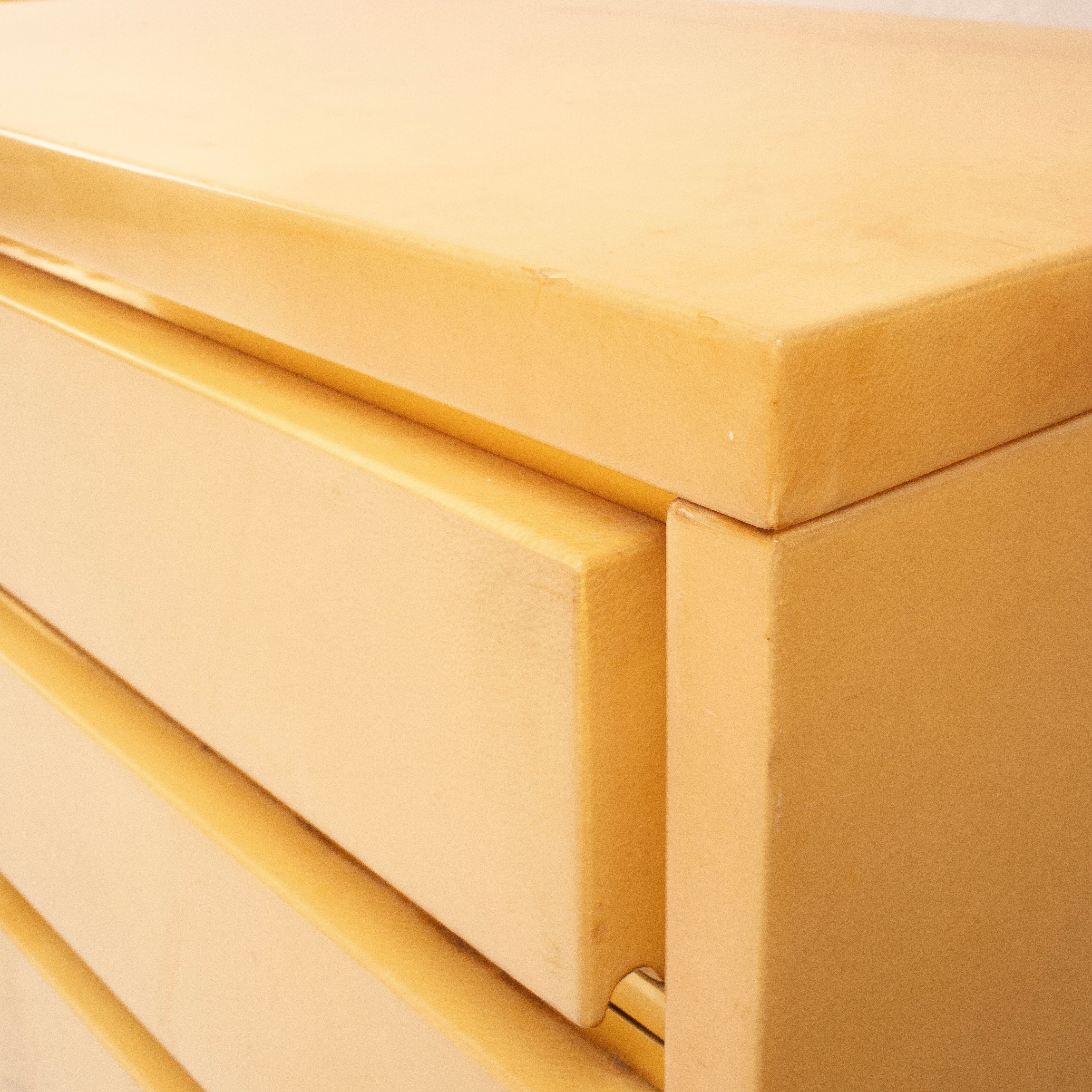 Angelo Mazzola Parchment Nightstands for Salpol In the Manner of Aldo Tura