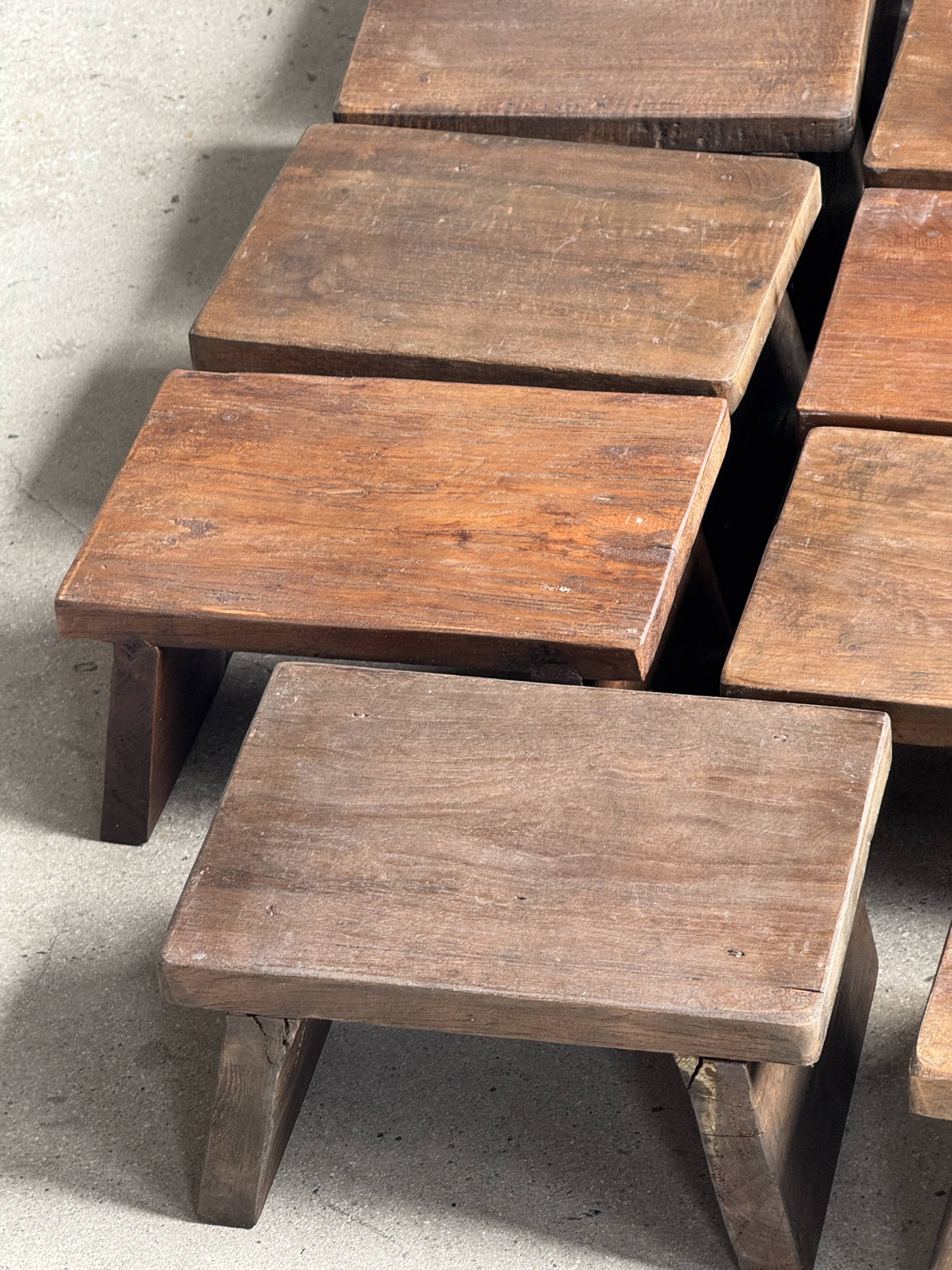 Small stool, auxiliary teak stool, Indonesian footrest H15
