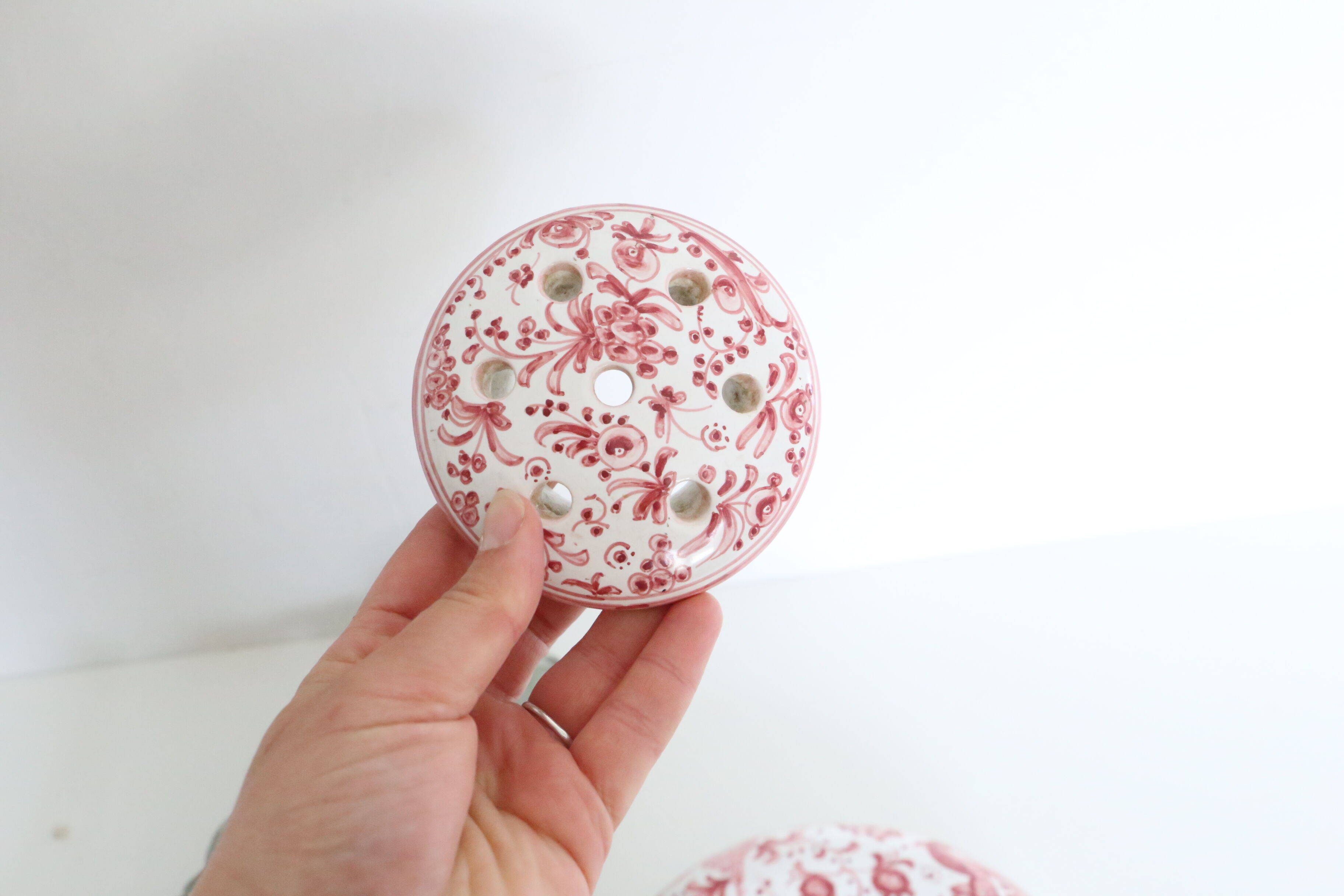 French ceramic flower picks, handicrafts, vintage, Brittany, France