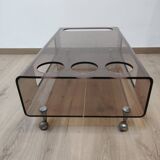 Rolling bar coffee table in vintage plexiglass 70s