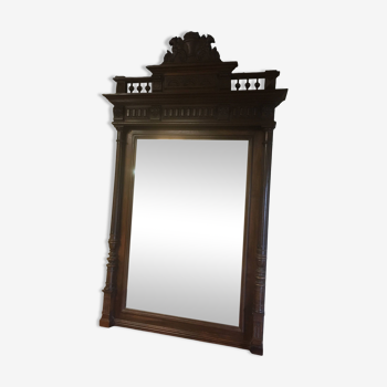 Henri II style beveled mirror in walnut