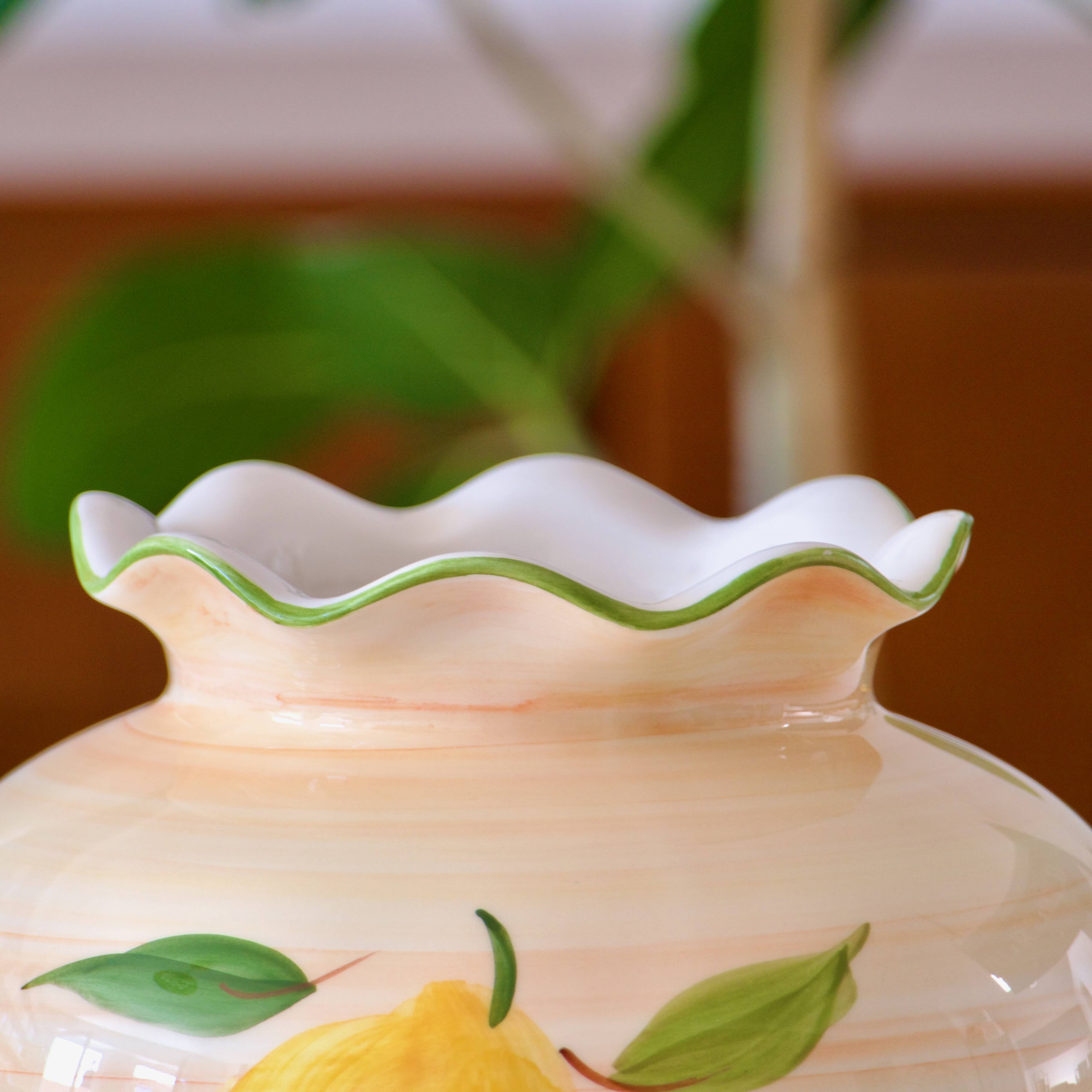 Vase boule vintage à décor de citron