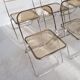 6 vintage Chairs Giancarlo Piretti "plia" 1970 chrome and Plexiglas