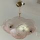 Art deco pink glass ceiling chandelier signed <Degue around 1930
