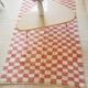 Pink and white Beni Ouarain checkered Berber rug in wool