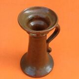 Varnished terracotta spool candlestick