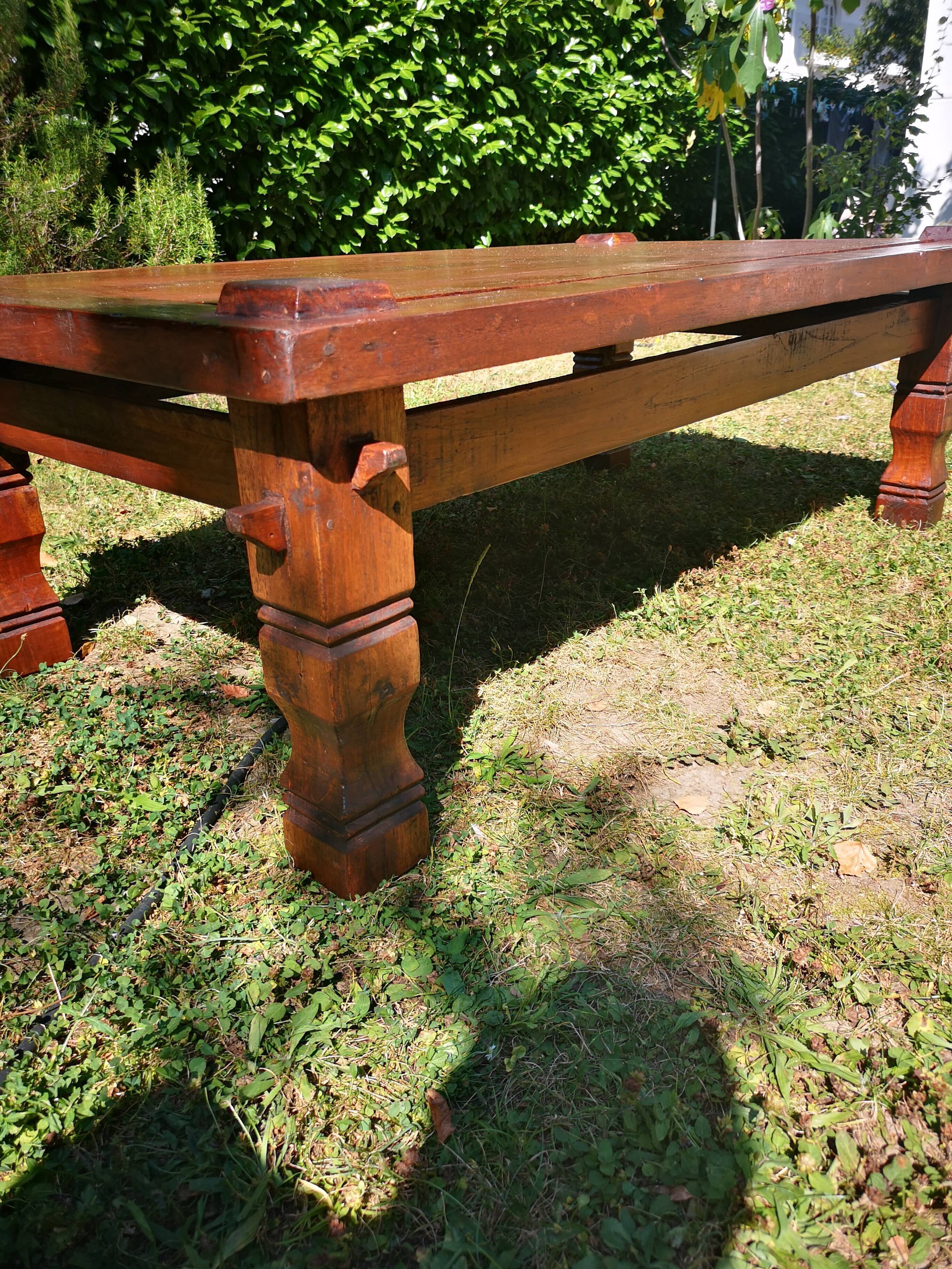 Brutalist solid oak coffee table from the 1950s