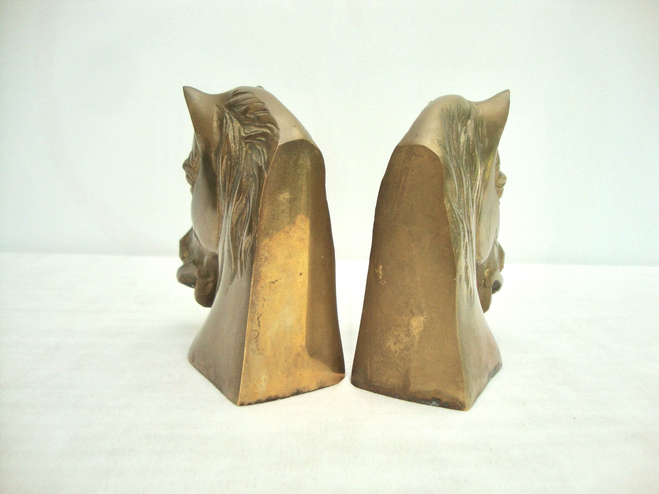 Brass horse bookends