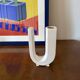 Space age U letter shaped solifleur vase, Marcel Radureau France 1970