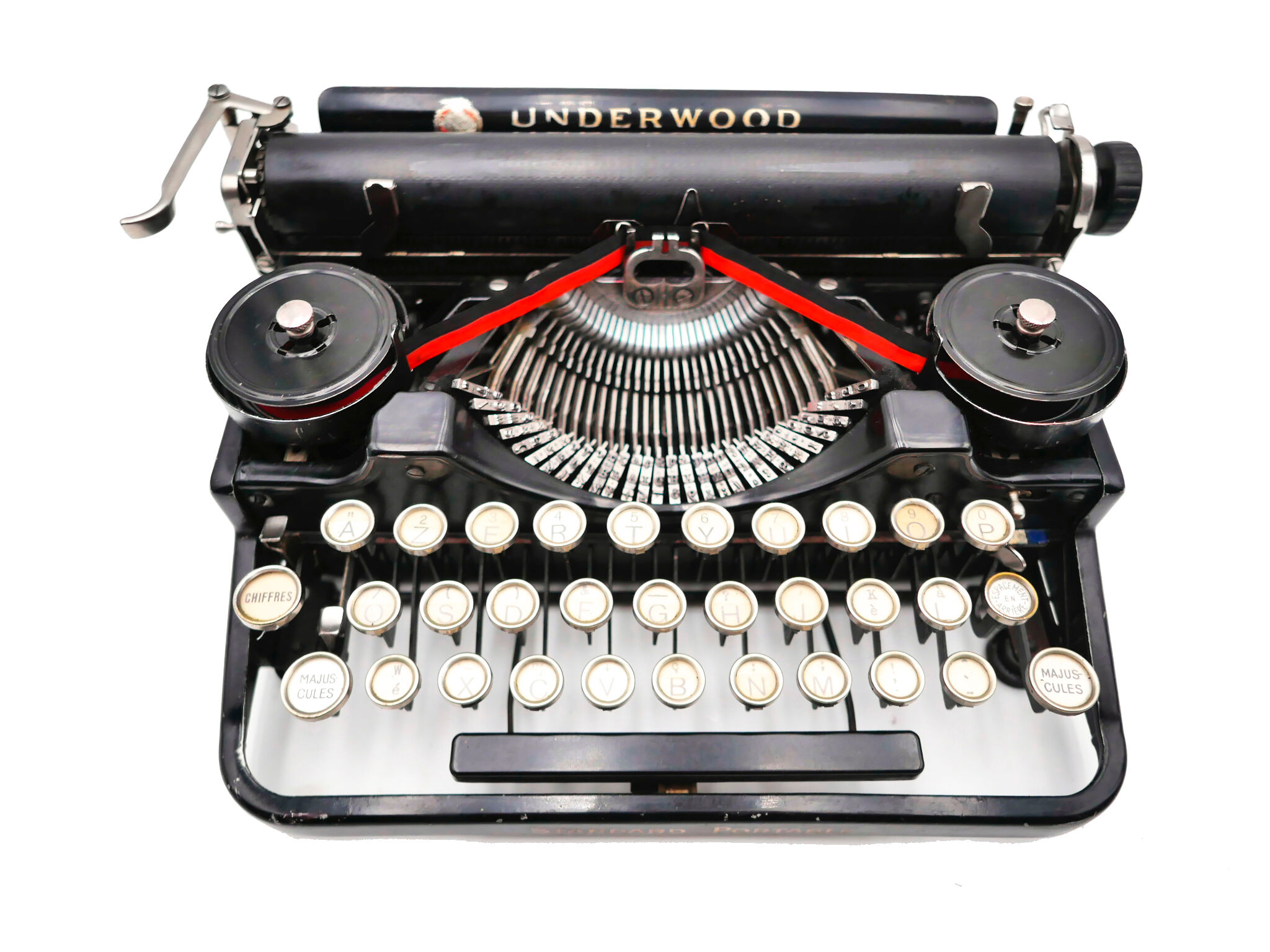 1926 new tape revised black tape underwood typewriter 3 bank