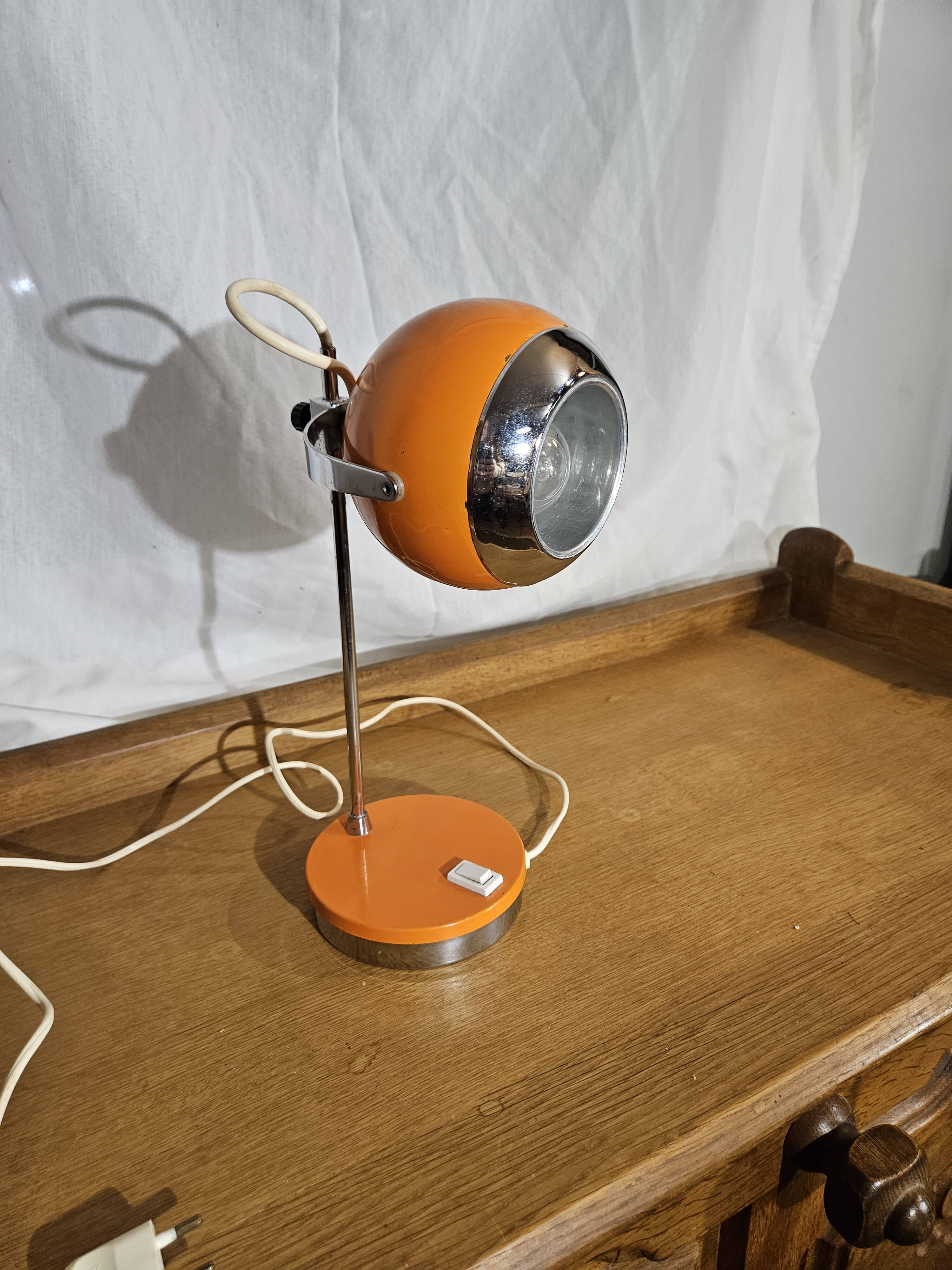 1970 Eyeball orange and chrome desk lamp