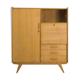 Oak desk cabinet with wardrobe space and fully pickled showcase, circa 60