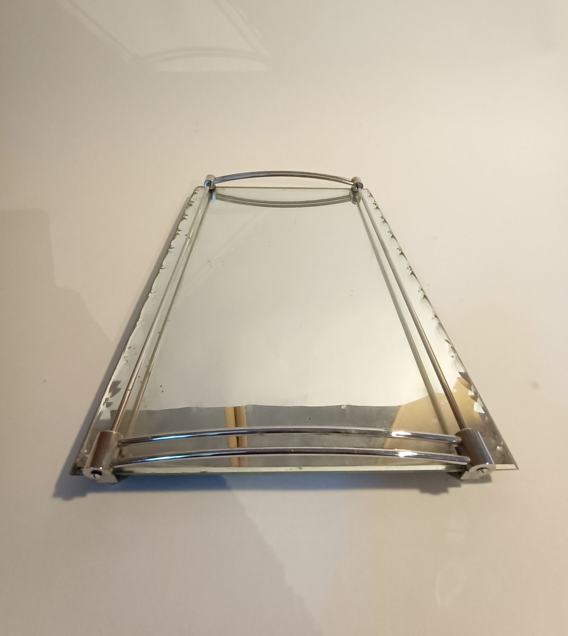 Plateau miroir au mercure biseauté 1940/50