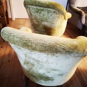 Pair of original tapestry velvet toad armchairs