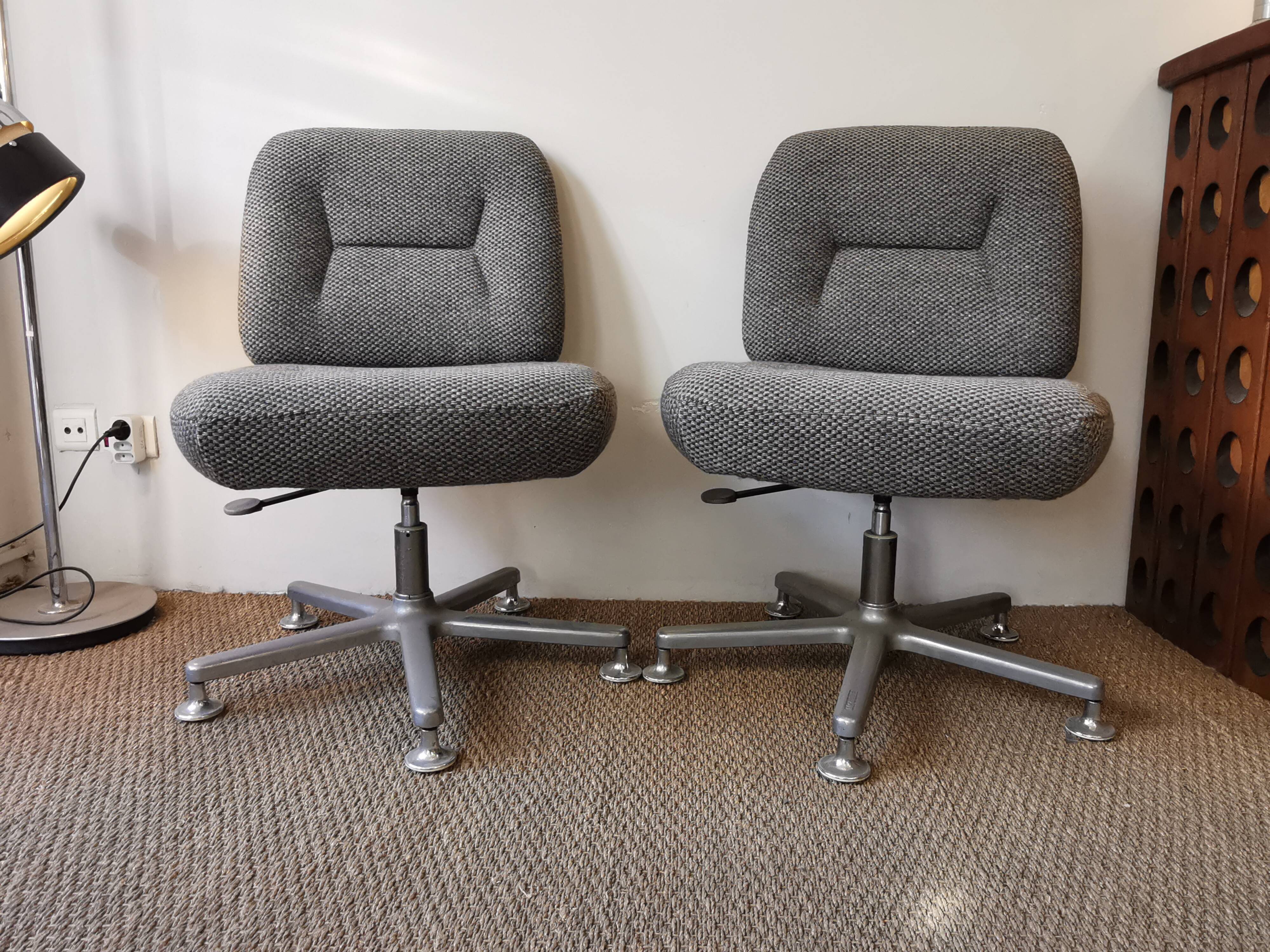 Pair of vintage office chairs heather grey by EUROSIT