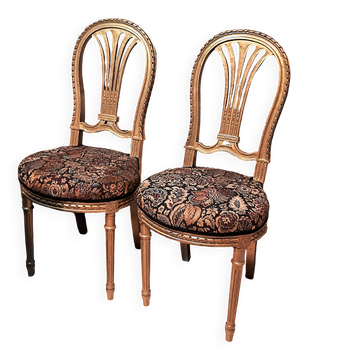 Chaises Napoléon III  bois doré restauration tapissière tissu damassé